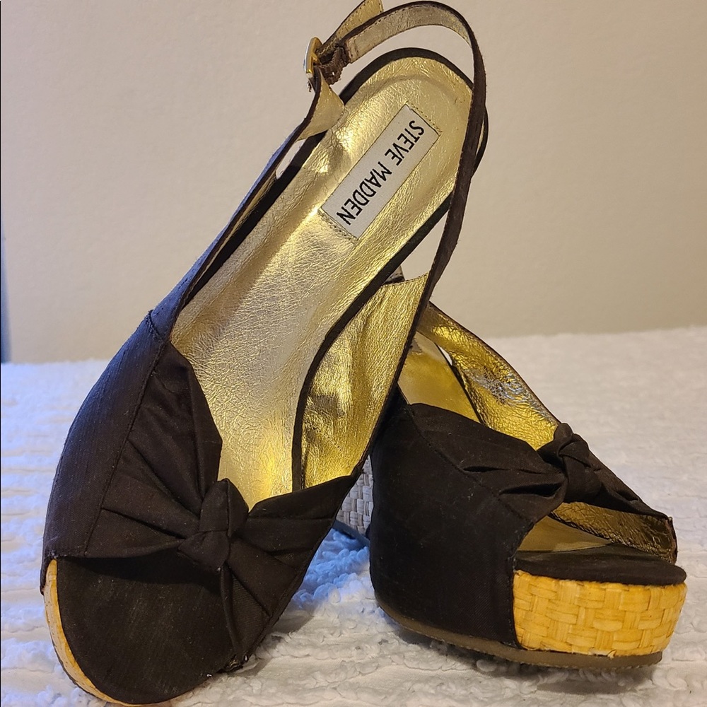 Steven Madden Cerona Espadrille Black Slingback Heels